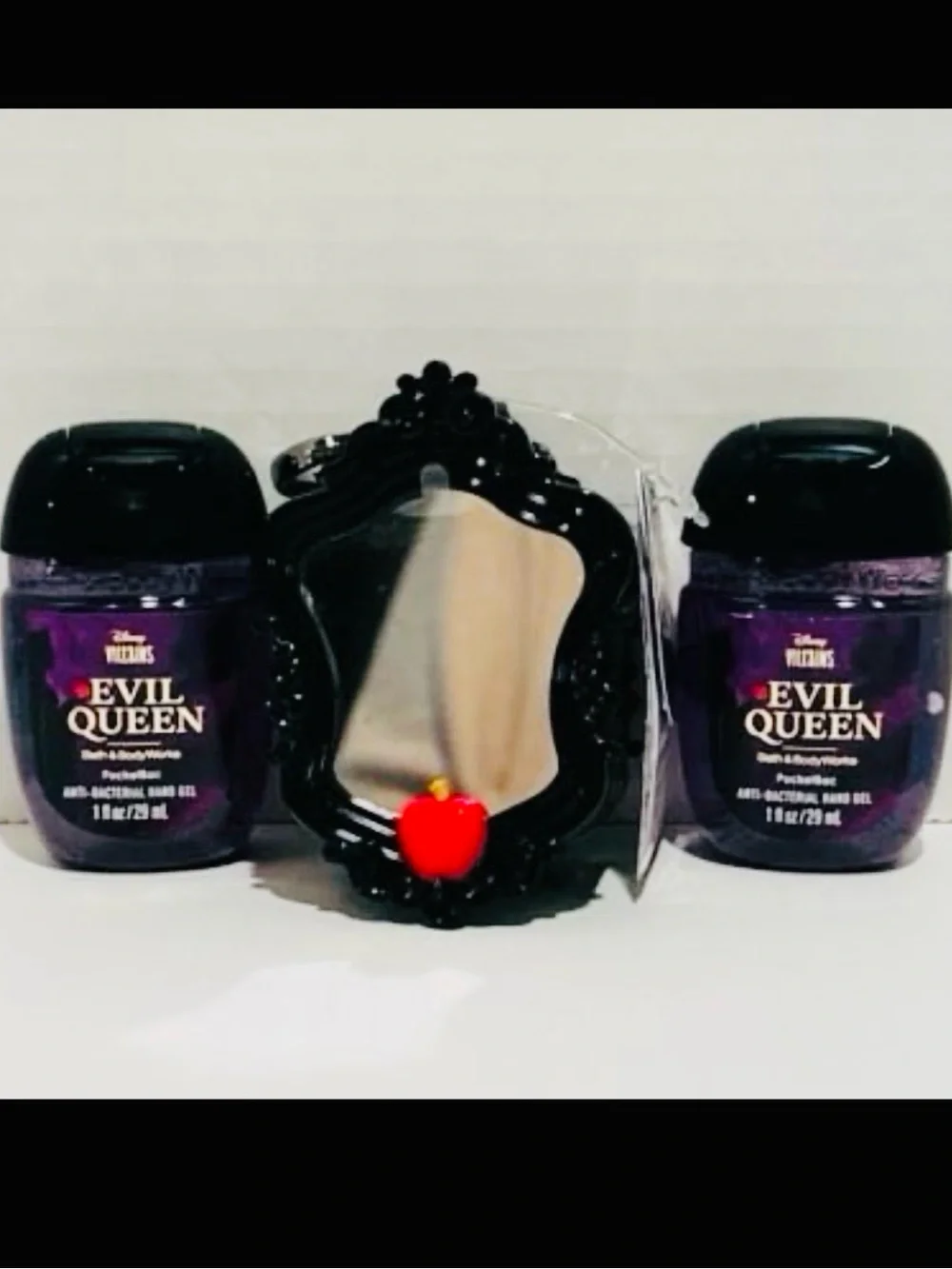 Bath & Body NEW Disney Evil Queen Mirror PocketBac Holder & (2) Sanitizers
